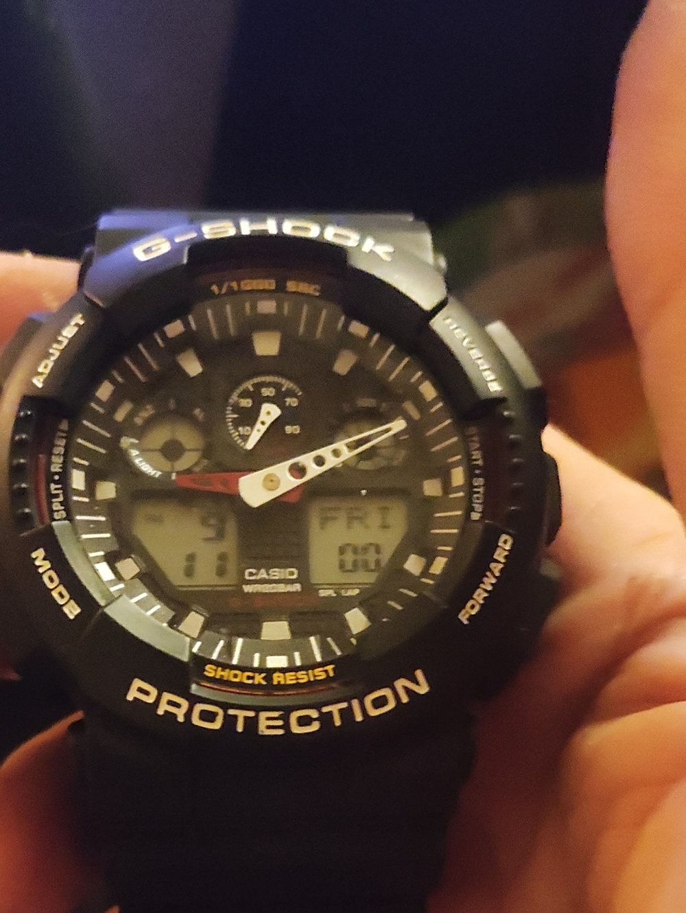 Casio G-Shock Black Watch with White and Red Accents